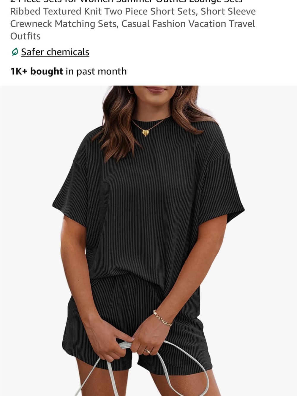 Amazon Black Ribbed Short Sleeve Relaxed Tee